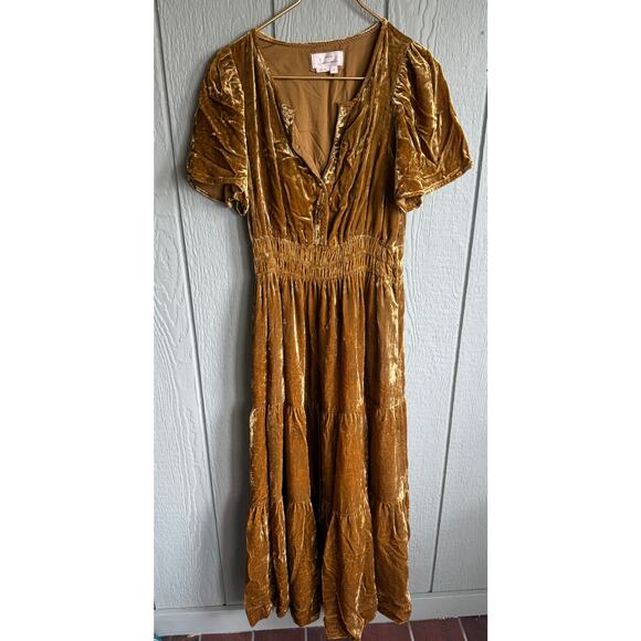 Anthropologie Maxi Tiered Velvet Maxi, Small - Picture 3 of 6